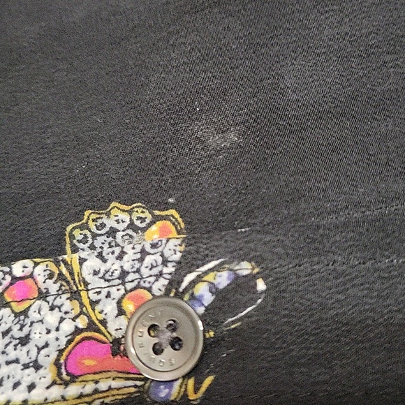 Equipment Femme Women's M 100% Silk Black All Over Print Button Down - Picture 3 of 7